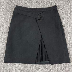 Mark Skirt Womens Small Black Wrap Front Wool Blend Pleated Academia Preppy Goth